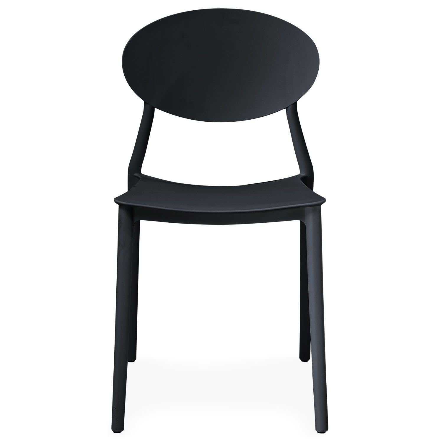 Menzzo Lot de 4 Chaises Empilables Balagan en Polypropylène Noir - Design Moderne, Idéales Salle à Manger et Cuisine
