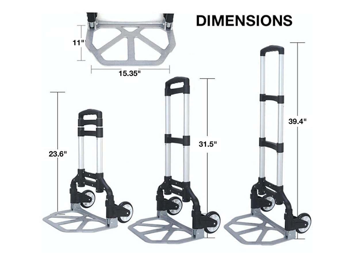 KARMAN - 165 LB Premium Aluminum Folding Hand Truck (Black)