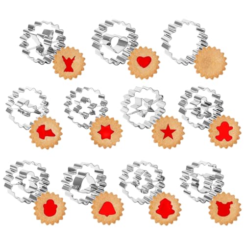 Fyfjur Moldes Galletas Navidad, 11 Piezas Acero Inoxidable Molde Galletas Navidad, Moldes Para Galletas De Navidad, Cortador Galletas, Cortadores De Galletas Navidad Para Galletas De Mermelada Caseras