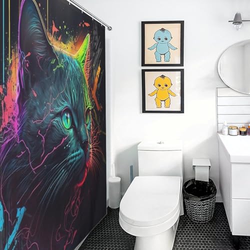 Rideau de douche chat imperméable rideau baignoire résistant 168x183