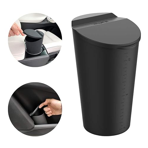 BMZX Bote de basura para automóvil con tapa, soporte para tazas pequeño, bolsillo para puerta, contenedor de basura para auto en casa y oficina,