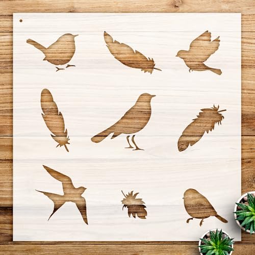 Birds Stencil Pattern for Walls and Crafts, Reusable Mylar Template, Nature Design, Ideal for Home Decor and Artistic Projects - Size A1 (23.4