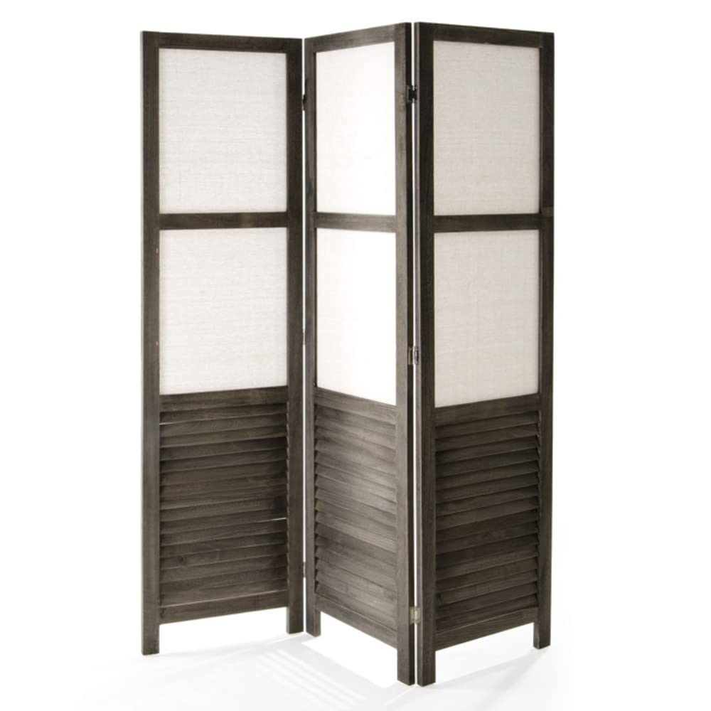 VERDELOOK | Paravento Turandot a 3 Ante in Legno e Tessuto con Cerniere, 132x6x170 cm, Separè