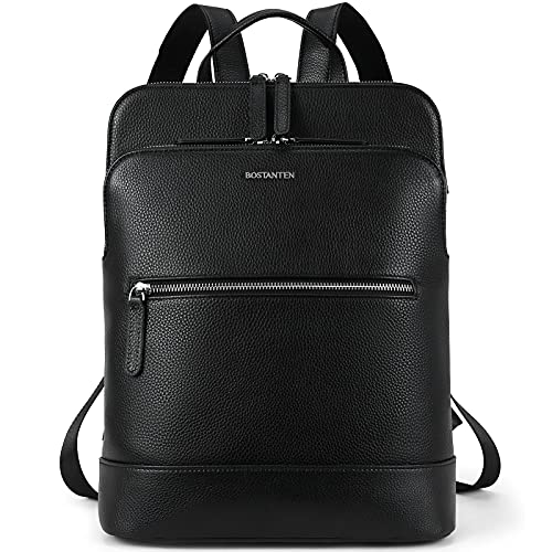 BOSTANTEN Leather Laptop Backpack for Women 15.6 inch Computer Bag Travel Work Daypack Large Size Bag