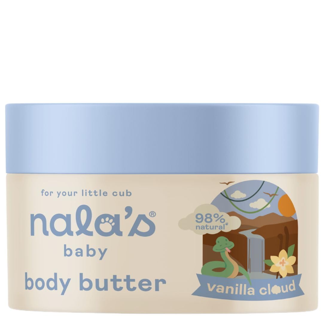 Body Butter Vanilla Cloud | Allergen-Free Sweet Vanilla Fragrance | 98% Natural | Dermatologically-tested and Paediatrician-approved | Vegan | 200ml | Nalas Baby