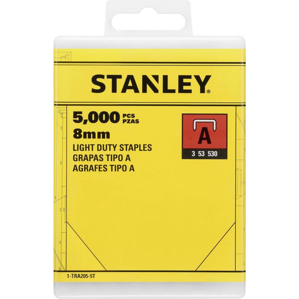 Stanley Klammern Typ A (8 mm, Klammern aus Runddraht für Elektro- und Handtacker Typ A, 5000 Stück) 1-TRA205-5T, Silber