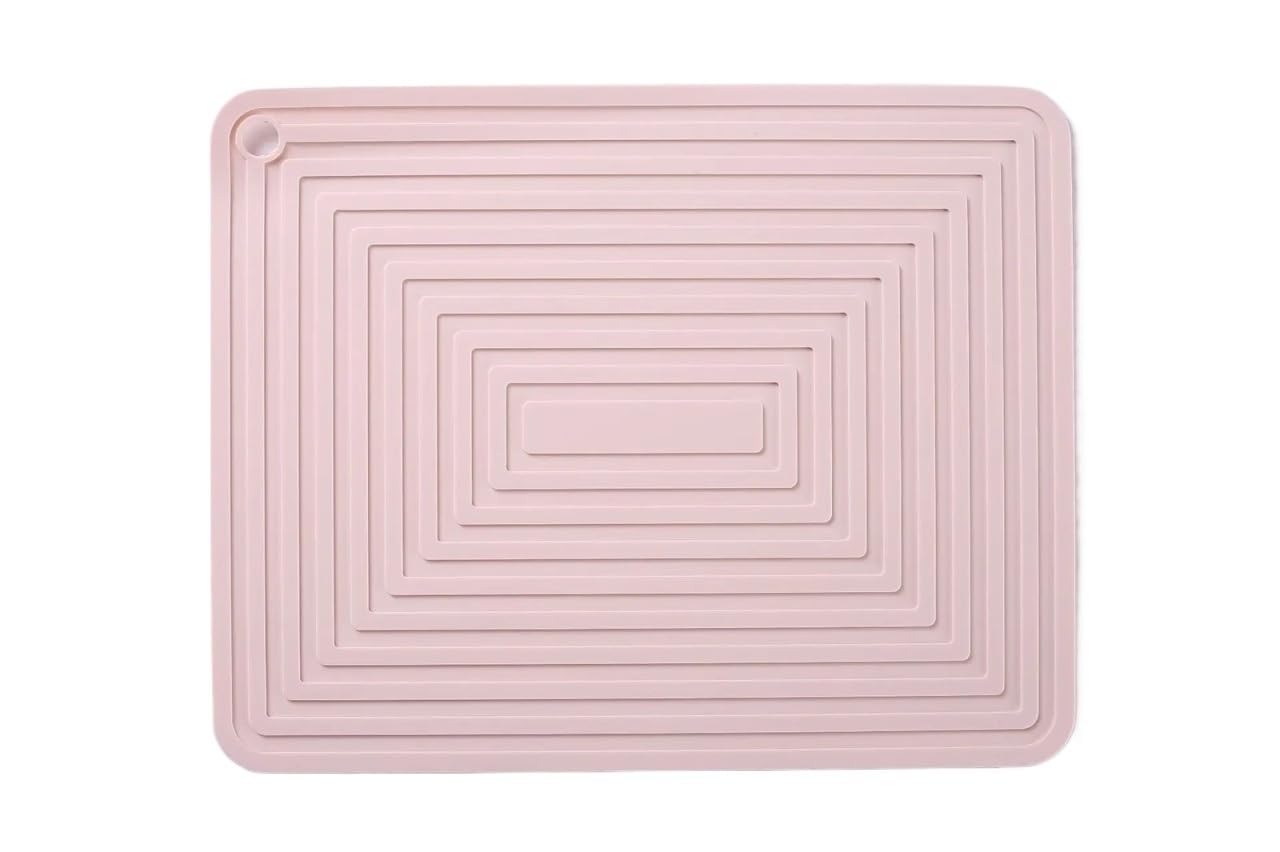 silicone trivet Table Mat, Silicone Trivet Rectangular Thickened Heat Insulating Non-Slip Corrugated Multicolor(Pink)
