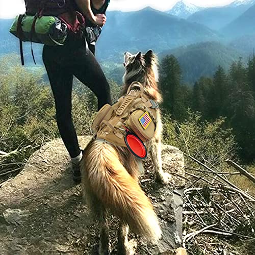 Pet Artist Tactical Dog Harness For Hiking Training, No Pull Vest Harness For Medium Large Dogs, With Pouches And Patches Coyote Brown #TOP5