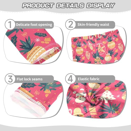 KLL Cute Cartoon Character and Christmas Elements Pink Toddler Girl Legging Stretch High Waisted Dance Pants Running3