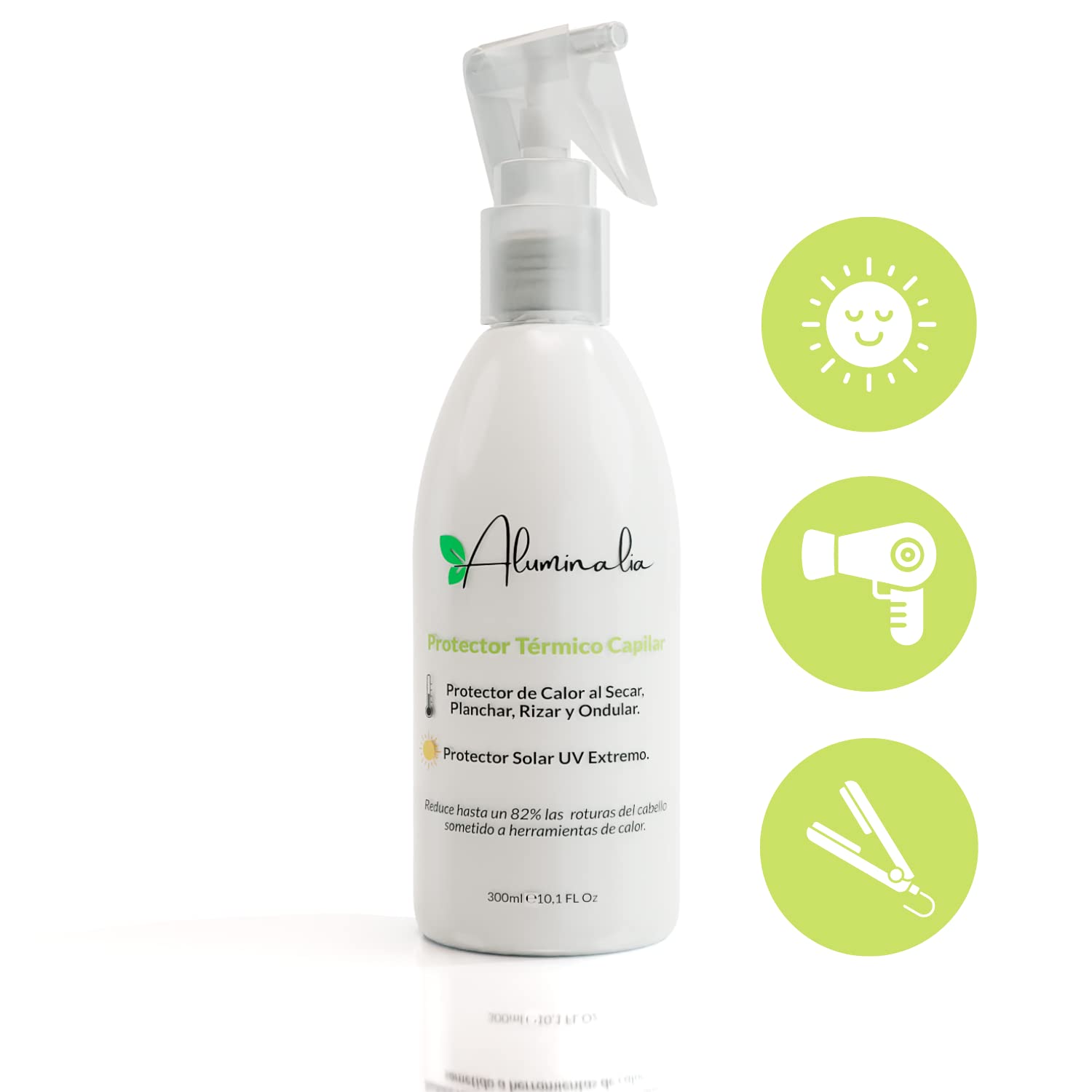 Spray Protector Termico Cabello - Protector de Calor para el Pelo para el uso de Plancha, Secador o Rizadores - Protector Solar Cabello y Radiaciones UV del Sol (300 ml)