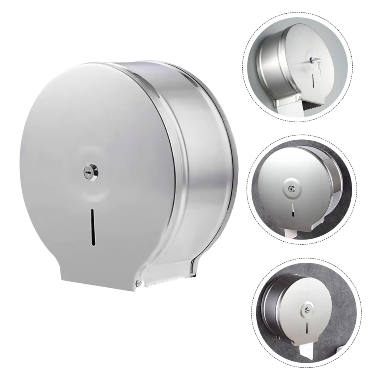 Portarotolo Rotondo e Bagno da Acciaio Inossidabile Argento in Moderno Design Resistente Allacqua Facile da Installare Decorare per Stanza