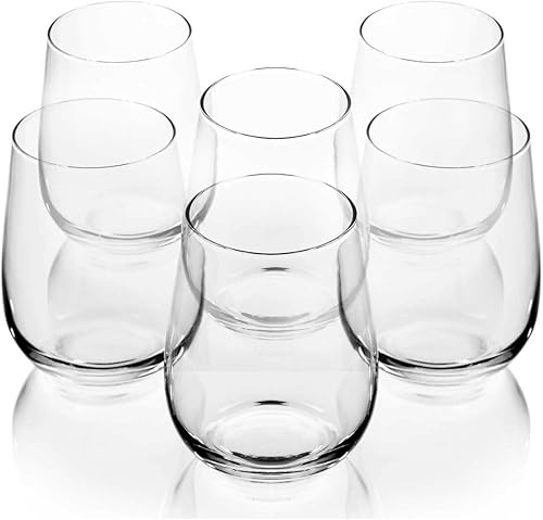 Juego de 6 vasos transparentes para beber, cristalería de jugo de agua, 14 onzas, altura de 5.70 pulgadas de diámetro de la boca, 2.55 pulgadas,
