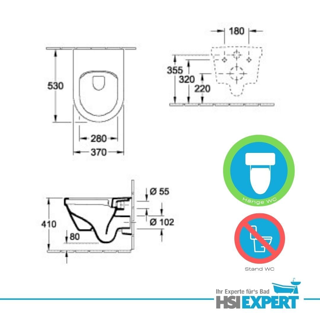 Vorwandelement Spülkasten Omega 82 cm Architectura WC spülrandlos Betätigungsplatte WC Sitz SoftClose Set
