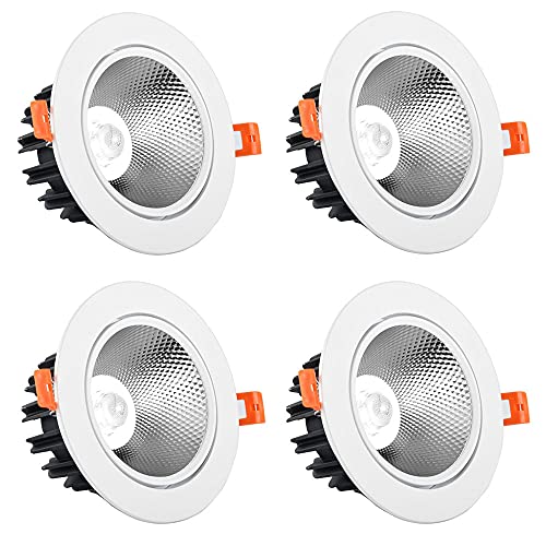 Foco empotrable de Aluminio de Alto Brillo, Paquete de 4, Luces LED Tipo Bote, Ideal para hoteles, escaparates y decoración del hogar.