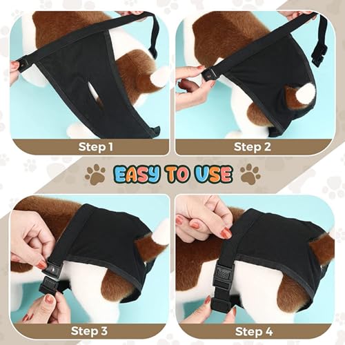 Image of Dog Reusable Diapers, Washable Diapers Adjustable Sanitary Pantie for Female Dogs in Heat (Khahi M)