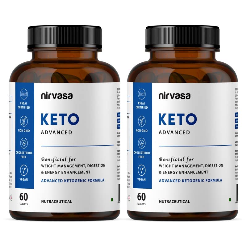 Nirvasa KETO Advanced Tablets (2x60 Tabs) with Garcinia Cambogia & Green Coffee Extract | Supports Weight Loss, Fat Burning & Ketosis | Boosts Energy & Metabolism | Natural Keto Supplement – Pack of 2