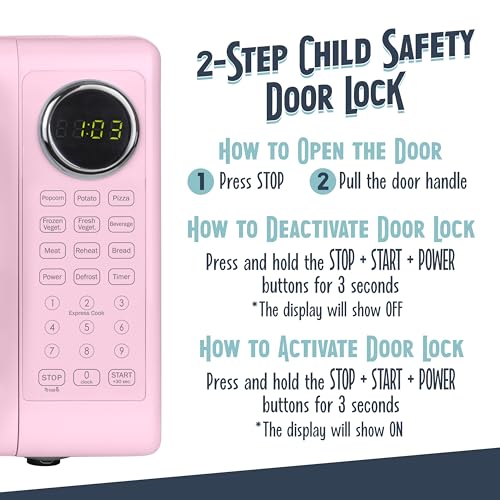 Nostalgia Retro 700W Microwave Oven – 0.7 Cu Ft Capacity – Child Safety Lock, 8 Auto-Cook Settings, Square Window – Countertop Kitchen Appliance – Pink - image 7