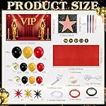 Tiamon 108 Pcs VIP Theme Party Decorations - Red Carpet with VIP Photo Backdrop Star Stickers Red Gold Black Balloons Markers for Movie Night Themed Prom Birthday Party Decorations - Image 2