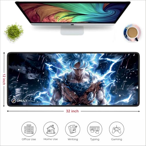 Image of Blue Energy Anime Mouse Pad 12x32 Inch 3mm Extended Gaming Desk Mat with Anti-Slip Rubber Base Mousepad for Smooth Surface Desk pad for PC & Laptop Use Waterproof & Stiched (Multicolour) Deskpad