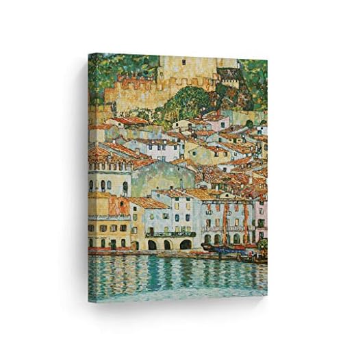 Smile Art Design Malcesine on Lake Garda by Gustav Klimt Canvas Print Wall Art Famous Art Painting Reproduction Fine Art Oil Paintings Modern Art Home Decor Ready to Hang- Made in The USA- 28x19