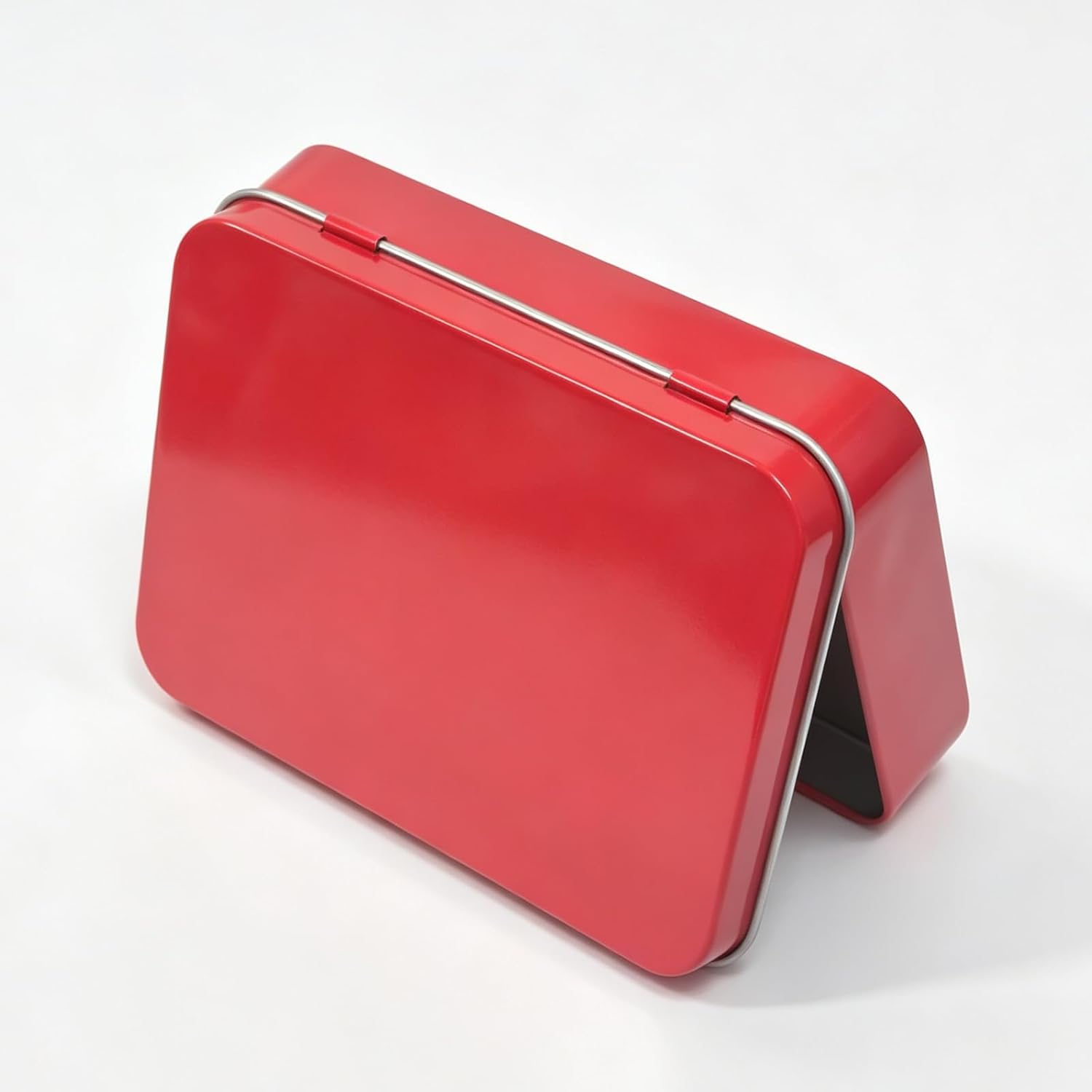 12 Pieces Rectangular Metal Empty Hinged Tins Containers, Red image 4