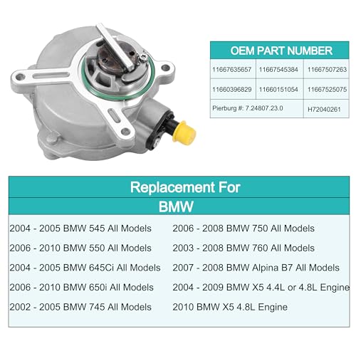Bomba de Vacío para Frenos AULINK AUVPN114 para BMW X5 545i 550i 650i (Motor 4.4L 4.8L 6.0L V8 V12) | Compatible con BMW 645ci 745i 745Li 750i 750Li 760i 760Li E53 E60 E65 E66 E70 miniatura 5