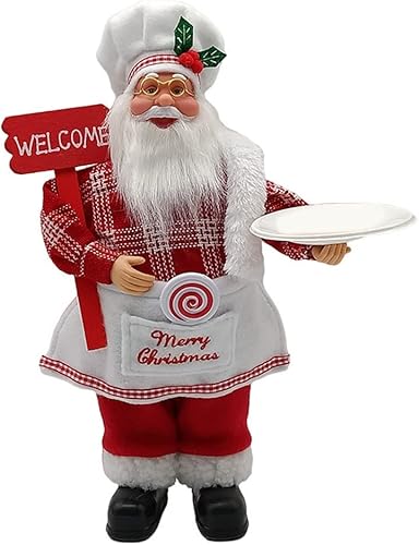 Miniatura 4 de Figuras de chef de Papá Noel de 12 pulgadas, decoraciones de figura de Feliz Navidad, adornos de escritorio de Papá Noel para muñeca, decoración de