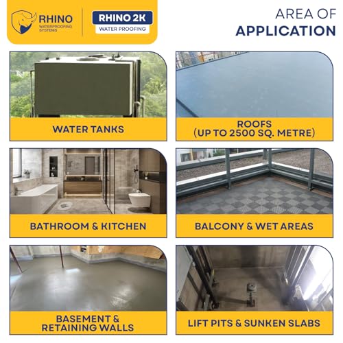 Image of Rhino 2K 2-Parts Flexible Acrylic Cementitous Waterproofing for Bathroom, Roofs, Basement Wall, Suitable for Concrete and Masonry waterproof