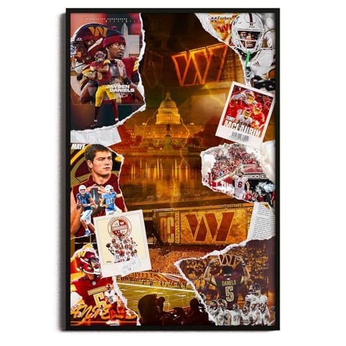 SPASAV 11x17 Unframed Commanders Football Player Collage Poster Canvas Print Wall Art Man Cave Home Decor