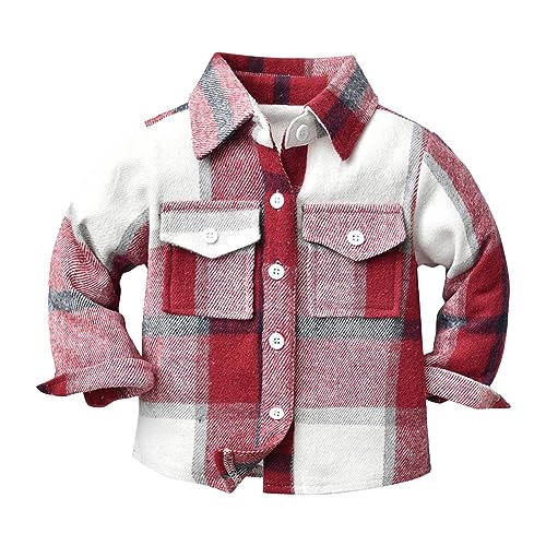 Child Warm Snowsuit Toddler Boys Girls Shirt Coat Jacket Plaid Long Sleeve Kids Turn Down Collar Button Tops