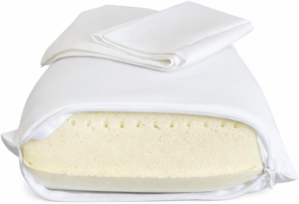 OrganicTextiles 100% Talalay Latex Travel Pillow 16x9x, Organic Cotton Cover, Great for Airplane/Airport, Car, Bus, Train, Camping, Outdoor, Travels