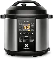 Panela pressão elétrica Electrolux digital capacidade 6L silenciosa segura 10 travas segurança 15 receitas pré-programadas 3 níveis pressão PCC20 inox preto 127v por Rita Lobo