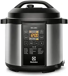 Panela pressão elétrica Electrolux digital capacidade 6L silenciosa segura 10 travas segurança 15 receitas pré-programadas 3 níveis pressão PCC20 inox preto 127v por Rita Lobo