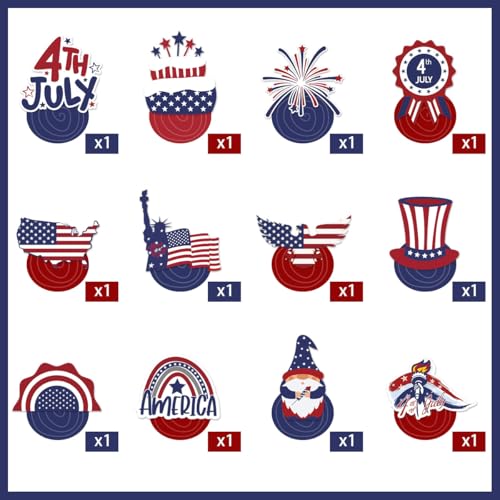 Image of 4th of July Decorations，Kaluofan 24 PCS 4th of July Decorations Outdoor,Independence Day Patriotic Hanging Swirls Decorations for Veterans Labor Presidents Flag Memorial Day Party Suppiles Favors