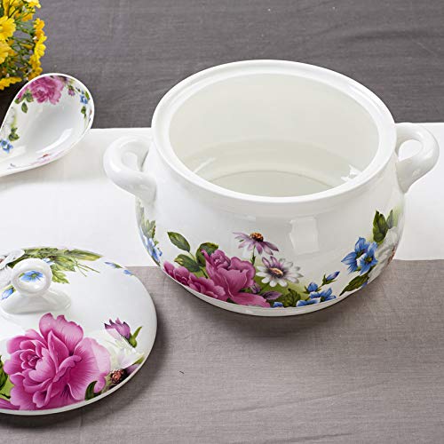 8 Pouces, soupière de Buffet en Porcelaine Fine, marmite de Cuisine for Cuisiner et Servir, Bol en Porcelaine avec Couvercle, Micro-Ondes