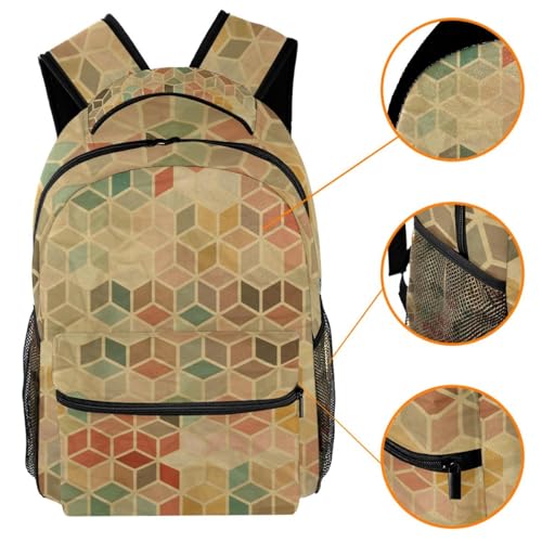Sac à dos d'école beau losange hexagonal multicolore pour affirmer son style - 3