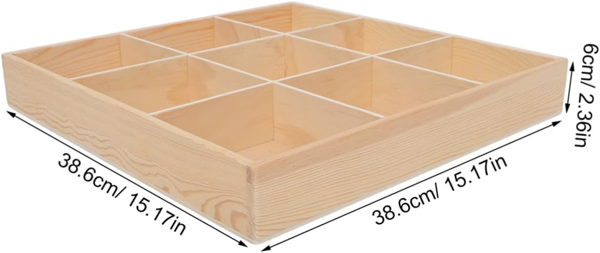 Wooden Clothes Organizer for Drawers with 9 Grid Compartments, Sturdy Storage Organizer Box for Socks and Underwear, Protect Clothes and Accessories, Declutter Space in Home