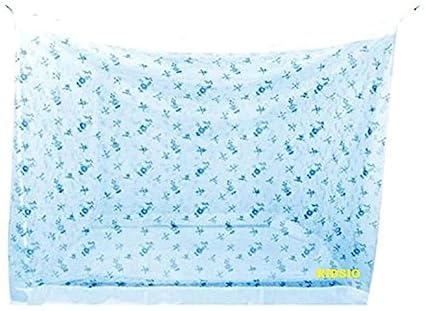 RIDSIO Printed Mosquito Net for Single Bed Double Bed Machardani Netting (3x6.5ft for Single Bed, Blue)