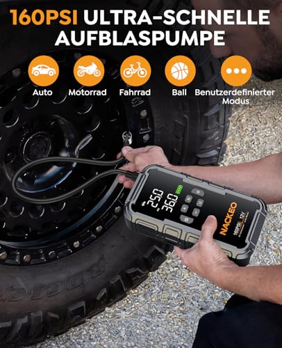 8000A Starthilfe Powerbank für Pkw mit Kompressor (160PSI), 12V Auto Starthilfe Powerbank für Benzin & bis 12L Diesel… – Ansicht 3