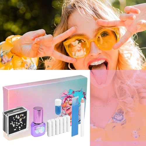 Juego de 46 joyas dentales, juego de piedras preciosas, de artificiales con 30 piedras preciosas, juego de piedras de dientes con pegamento, juego de gemas de dientes de larga duración