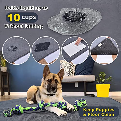 2 Packs Washable Dog Puppy Pads for Floor, Non-Slip Reusable Pee Pad for Dogs, Fast Absorbent Pet Whelping Pads & Playpen Mat for Incontinence (100x70cm Grey) - Image 3