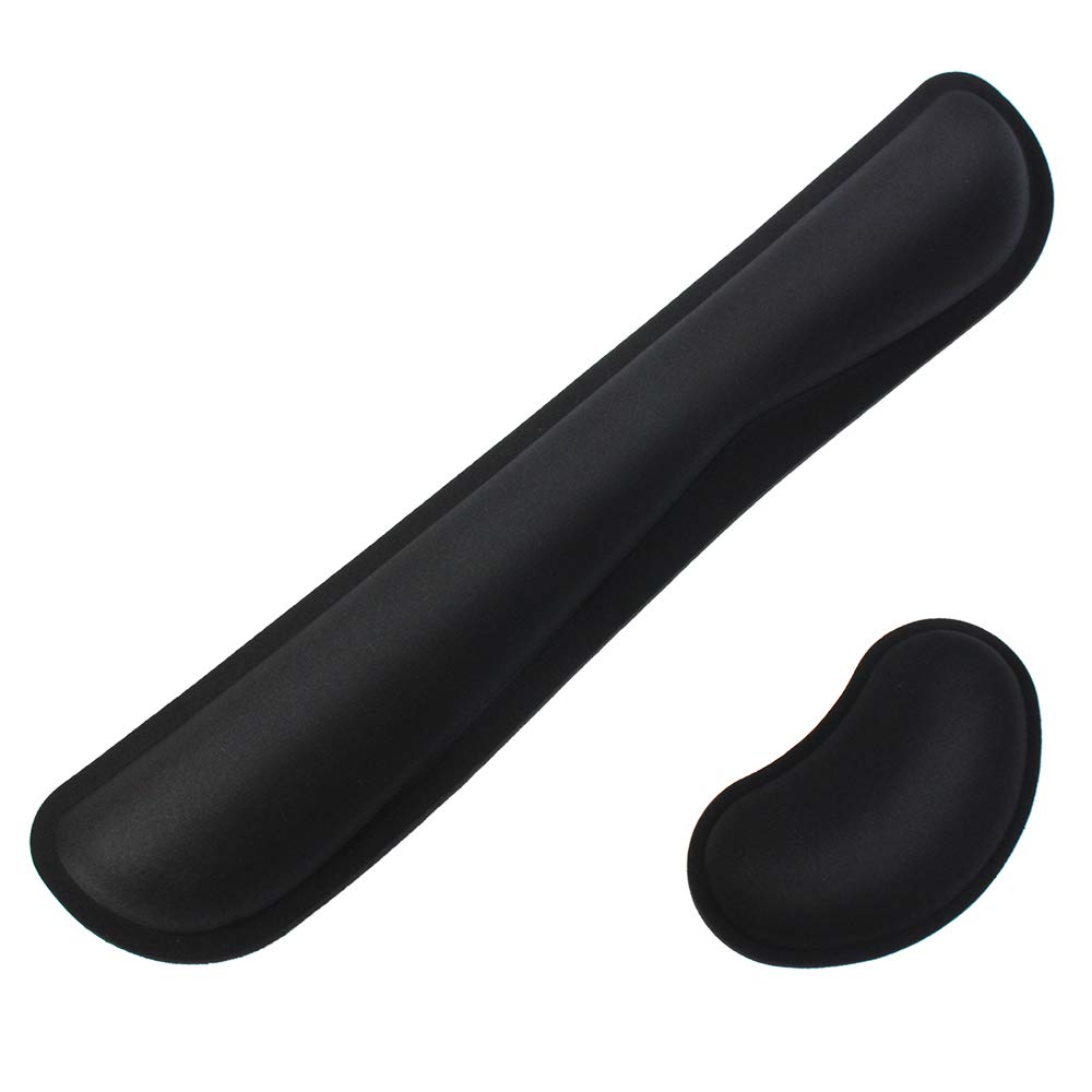 Poualss Memory Foam Set Keyboard and Mouse Wrist Pad Rest,Cushion Support for Office,Gaming,Computer,Laptop and Mac,Pain Relief& Easy Typing