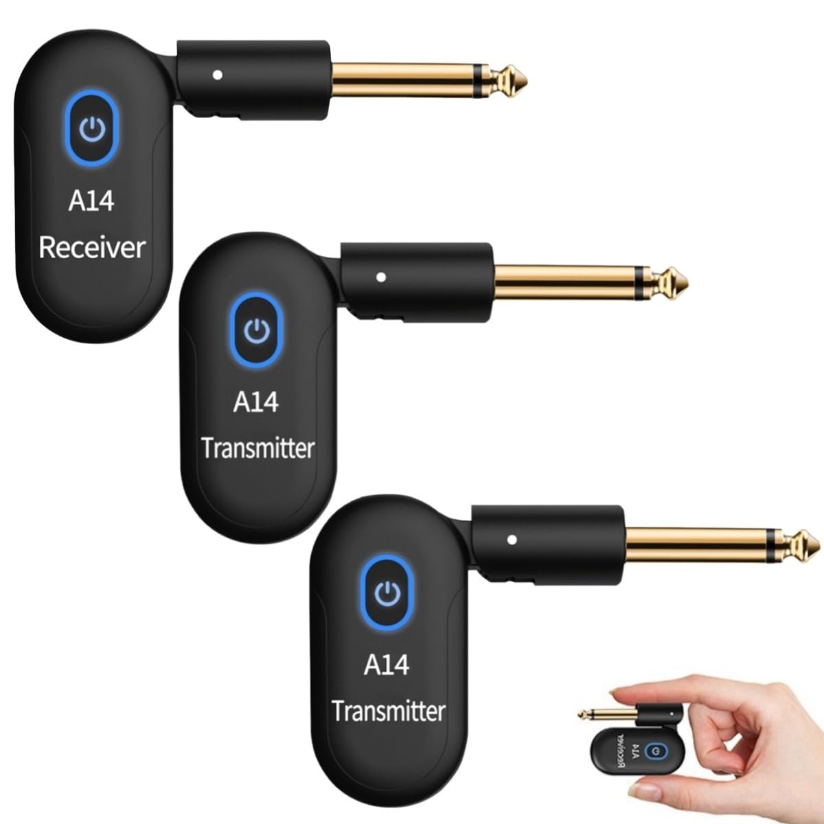 Eawfgtuw Système sans fil pour guitare électrique et basse 2,4 GHz, 2 émetteurs récepteurs avec batterie rechargeable, portée de 30 m, fréquence de 20 Hz à 20 kHz