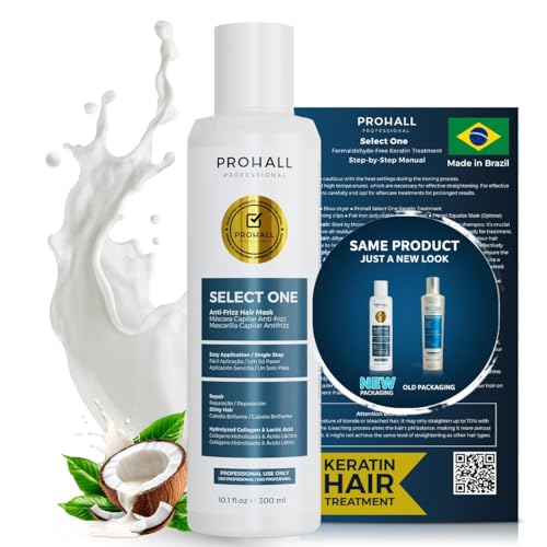 Brazilian Keratin Treatment Blowout Complex-PROHALL SELECT ONE 10.1oz/300ml-Formaldehyde Free Keratin Hair Treatment at Home-Queratina Brasileña Keratina Para Alisar el Pelo Sin Formol