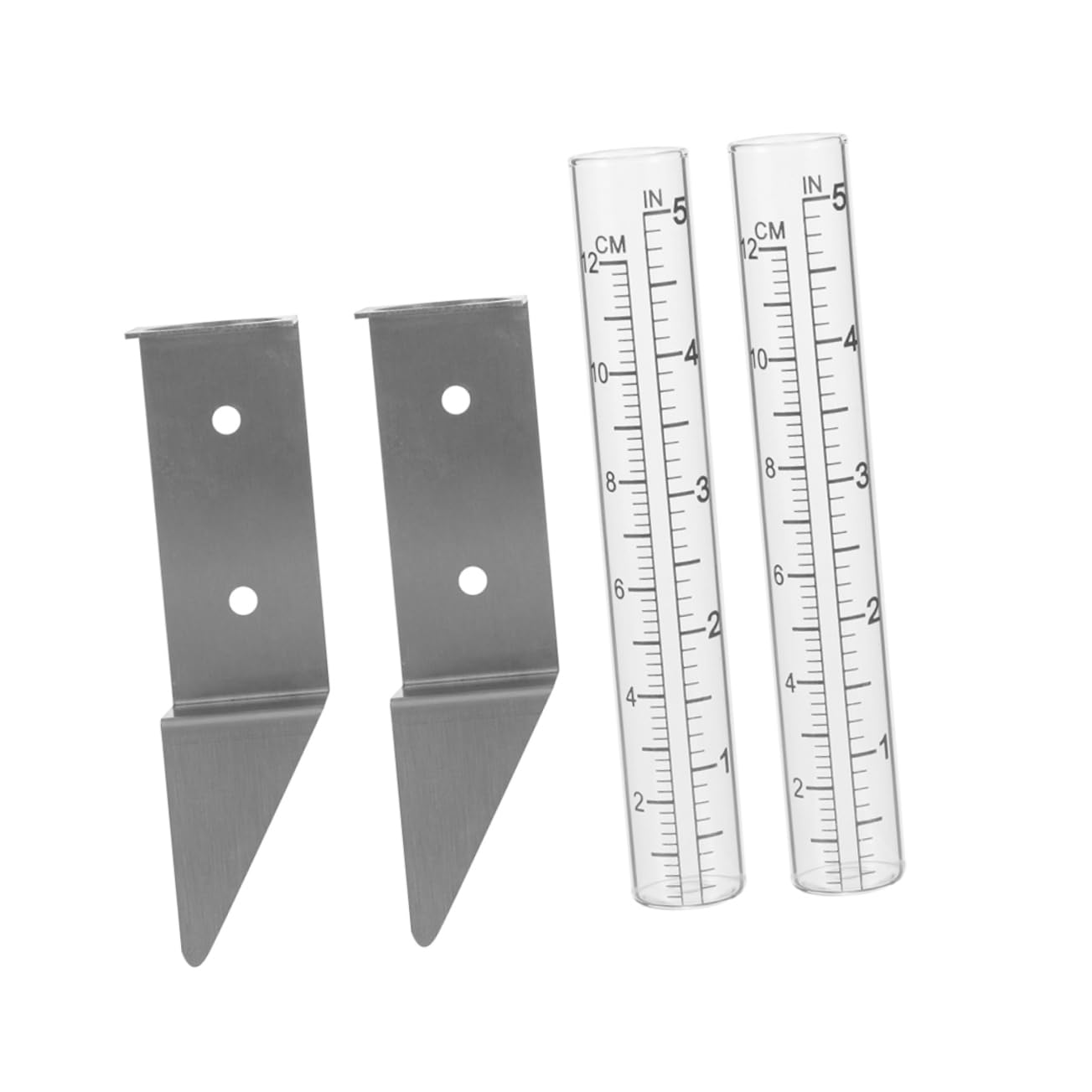 SUPVOX 2Pcs Rain Gauge with Stainless Steel Holder for Outdoor Garden and Lawn Clear Scale Measurement Tool for Accurate Rainfall Tracking Durable and Weather Resistant