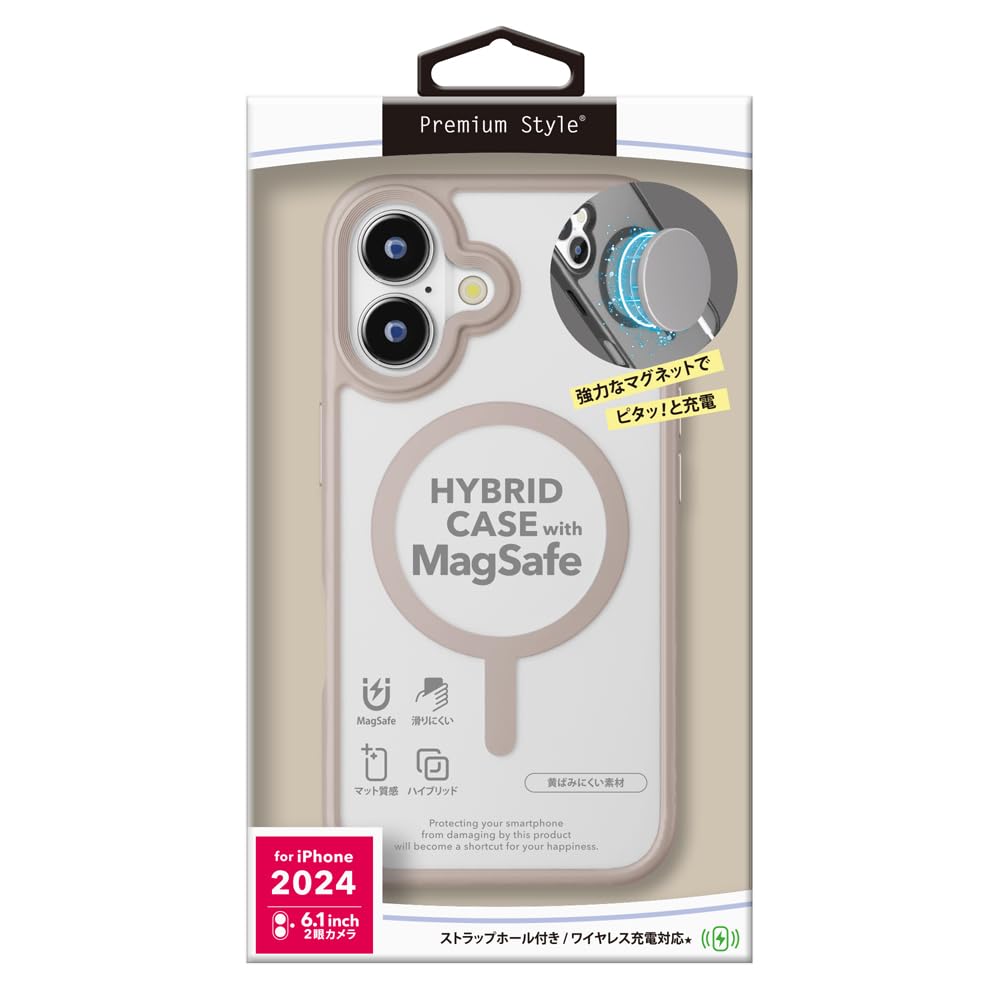 iPhone16 用 MagSafe対応 ハイブリッドケース ベージュ PG-24AMGPT05BE