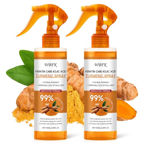 Turmeric Body Exfoliating Spray 2 Pack Gentle Body Peel Mist to Help Remove Dead Skin and Improve Rough Texture Suitable for All Skin Types (200ml)