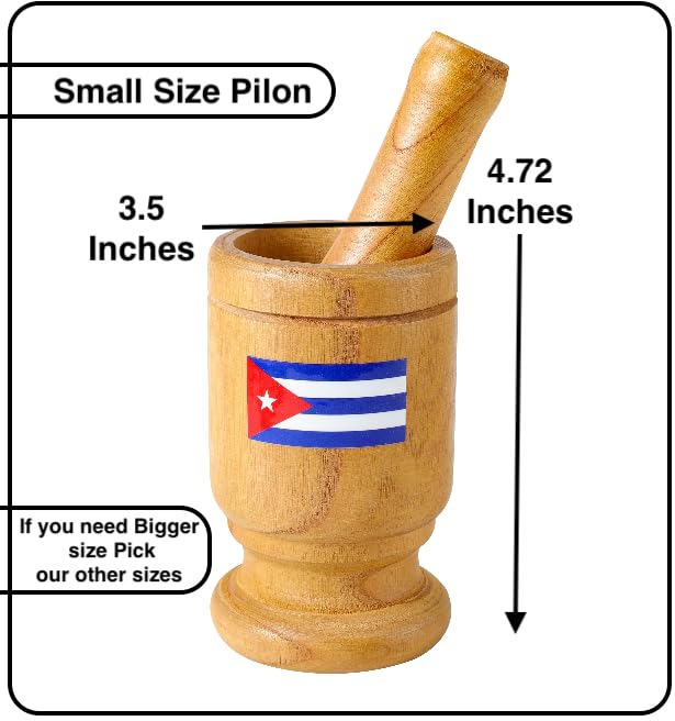 Authentic Cuban Pilon Mortar & Pestle - Wooden Spice Grinder & Kitchen Decor