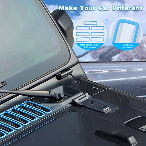 Image of Hood Vent Cover Cowl Panel Vent Cover Trim, ABS Exterior Accessories for 2018-2025 Jeep Wrangler JL JLU & Gladiator JT (Light Blue)