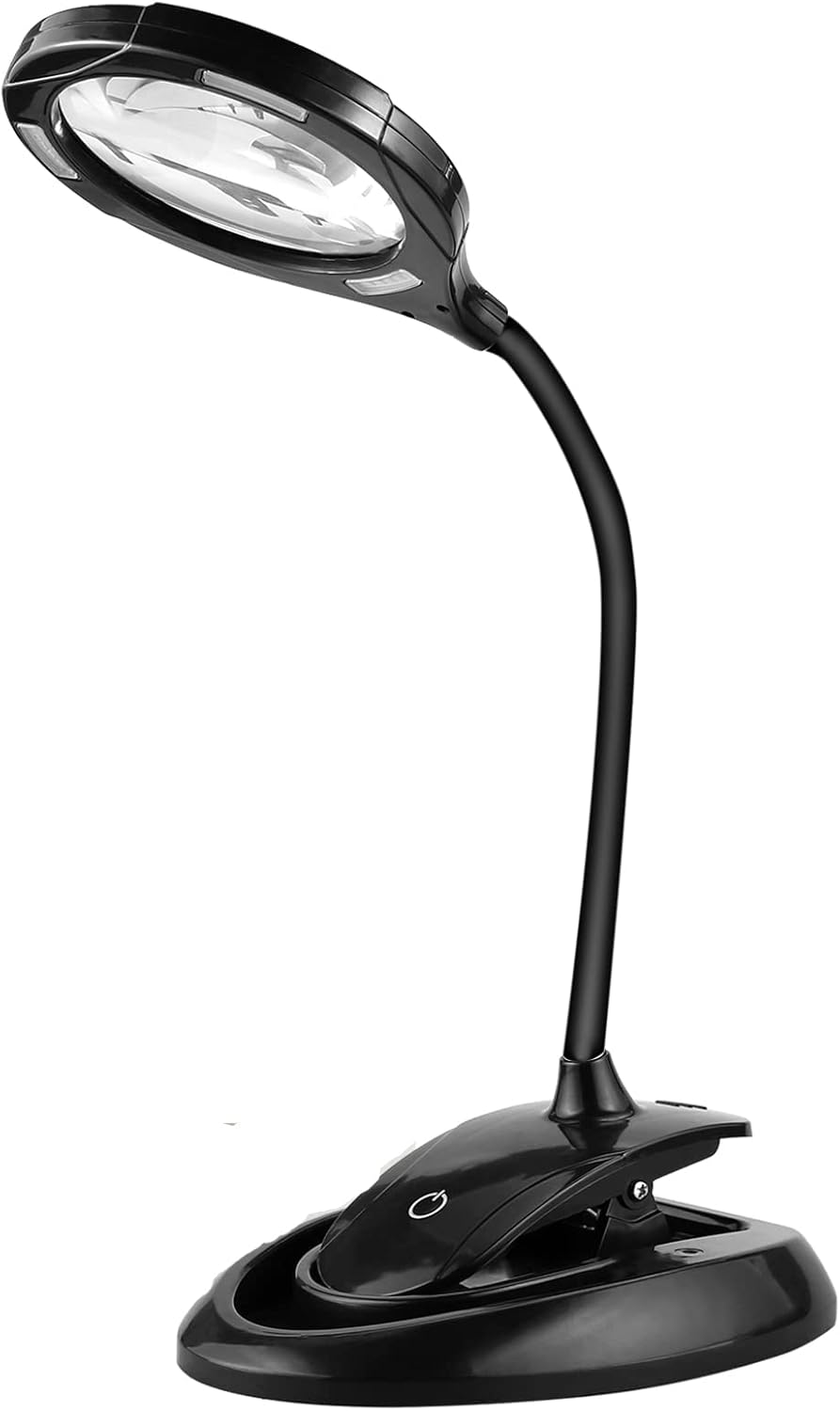 LED Magnifier Lamp, eSynic Adjustable Magnifying Lamp with 15 Bright